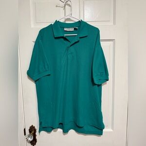 Vintage Mens Levi Green Teal Polo Collar Shirt Size XL